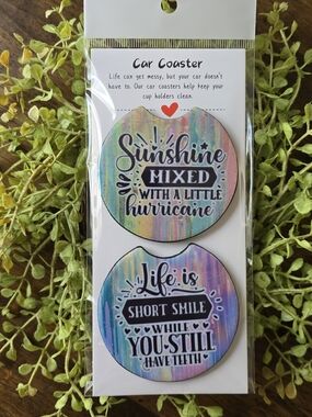 Sunshine Mixed With a Little Hurricane Car Coasters - Multicolor